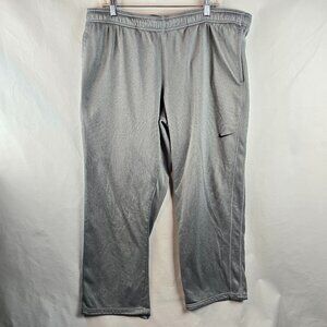 Nike Sweatpants Mens 2XL Grey Thermafit Fleece Athletic Open Hem Sporty Casual